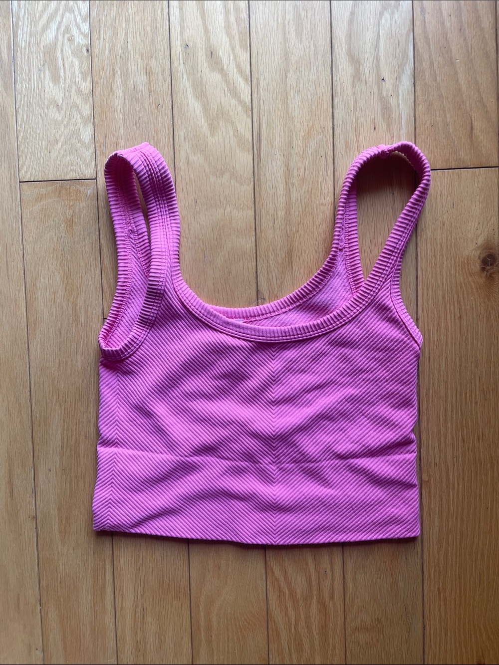 Niki Biki Ribbed Pink Cropped Tank Top